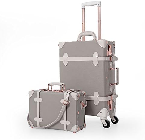 UNIWALKER Pu Leather Vintage Luggage Set Carry On Suitcase for Womens