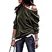 Gatied Women Sweatshirts Casual Solid Long Sleeve Sweatshirt Autumn Winter Loose Pullover Tops Army Green
