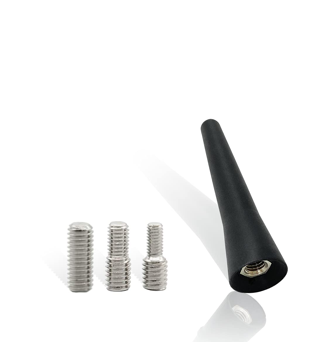 Vecys Universal 6.5CM Car Antenna Rod Roof Antenna Car antenna FM/AM Replacement with 3 Adapters (M4, M5, M6) Short Rod for FM AM Tuning Radio car Adapter Black