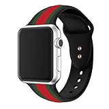 HandyGear Sport Band Compatible Apple Watch, Premium Sport Durable Soft Silicone Bracelet Strap Replacement Band iWatch Series 1, Series 2, Series 3, Series 4 (42MM/44MM M/L Black Green Red)