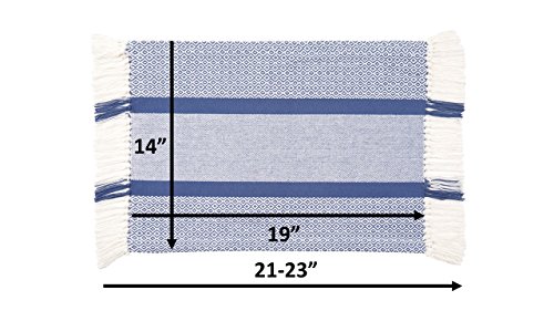 image for Sticky Toffee Cotton Woven Placemat Set with Fringe, Traditional Diamo