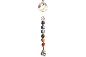 Fmelut Tree of Life 7 Chakra Stones Dream Catchers Healing Crystals Gifts Window Car Hanging Ornaments Curtain Hangings Feng Shui Witchy Room Decor for Women
