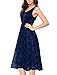 Noctflos Women‘s Floral Lace Plus Size Midi Cocktail Dress for Wedding Guest Navy