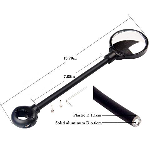 Yizhet Bike Mirror, 1 PCS Bicycle Rearview Mirror 360° Adjustment Handlebar and Rotatable Acrylic Convex Mirror for E-Bike MTB Cycling Mountain Bike Road Bike - Thumbnail 3
