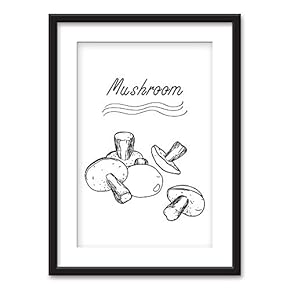 Framed Mushrooms Kitchen Wall Black Picture Frames White Matting