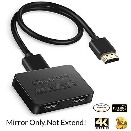 LinkS HDMI Splitter 1 in 2 out 4K, HDMI Splitter 1 To 2 Amplifier For Full HD 1080P/ 3D/ 4K Come with High Speed HDMI Cable,USB Cord(1 Source onto 2 Displays)