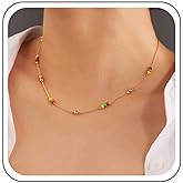 Ximdble Vintage Seed Bead Choker Necklace Station Seed Choker Necklace Colorful Rice Bead Choker Necklace Rainbow Chain Necklace for Women