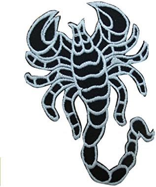2 pieces SCORPION Iron On Patch Fabric Biker Motif Scorpio Applique Horoscope Star Sign Decal 3.6 x 2.5 inches (9 x 6.3 cm)