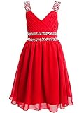 FAIRY COUPLE Girl's Jeweled Surplice Knee Length Party Dress K0157