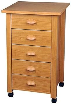 Amazon Com Venture Horizon 5 Drawer Mobile Cart Oak Kitchen