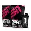 ESN Designer Whey Proteinpulver + Gratis Shaker, Vanille, 2 x 1 kg, bis zu 23 g Protein pro Portion, ideal zum Muskelaufbau und -erhalt, geprüfte Qualität – made in Germany