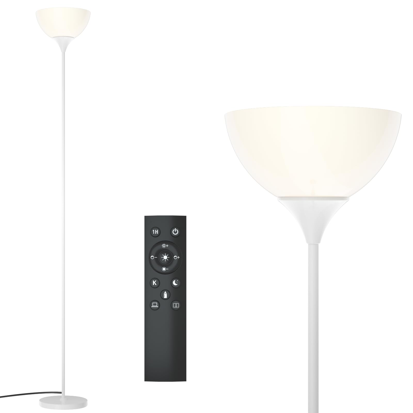Photo 1 of PESRAE Floor Lamp, Remote Control with Stpeless Color Temperatures and Brightness, Torchiere lamp for Bedroom, Living Room, Bulb Included