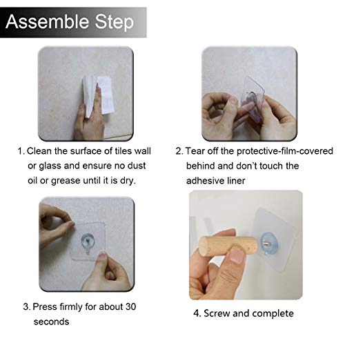 Sendida Closet Hanger Hat Hooks for Coat Key Cloth Door Adhesive Wall Hook Organization Utility Hanger Hooks (6 Pack Lean) - Thumbnail 3