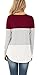 For G and PL Women Color Block Long Sleeve Cotton T Shirts Stripe Casual Knits Tunic Tops Maroon L