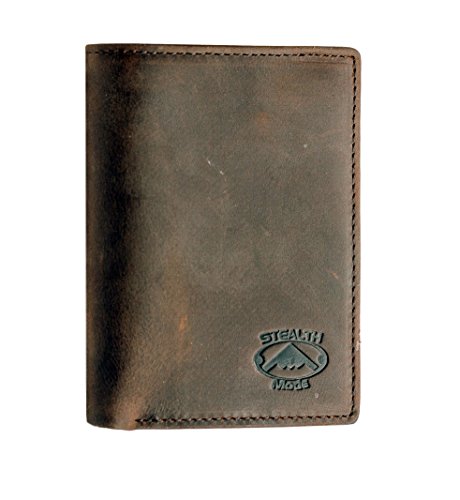 Stealth Mode Trifold RFID Blocking Brown Leather Wallet for Men