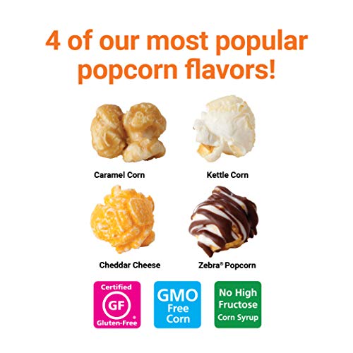 Popcornopolis Popcorn 12 Cone Snack Pack Including Zebra, Cheddar