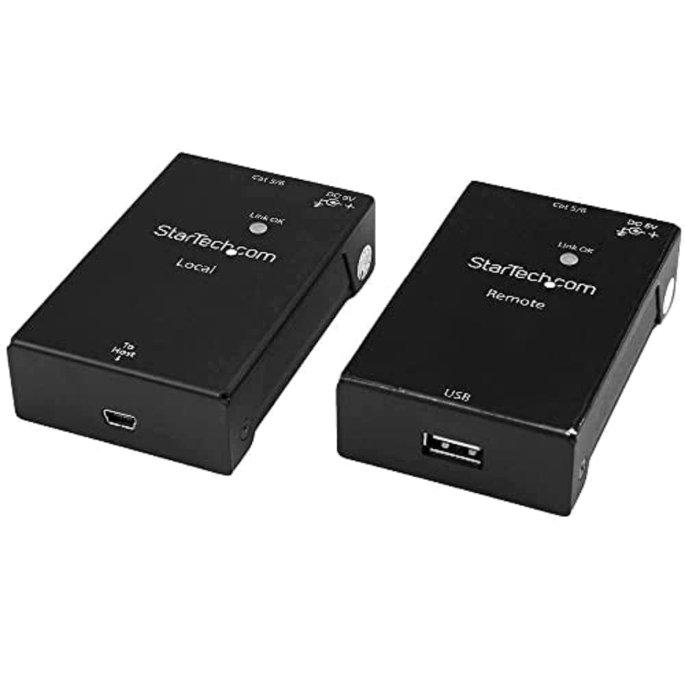 StarTech.com USB 2.0 Extender over Cat5e/Cat6 Cable (RJ45) - Up to 165ft (50m) - High Speed USB Port Extender Adapter Kit - Powered - USB over Ethernet Cable Extender - 480Mbps - Metal (USB2001EXTV) — image 1