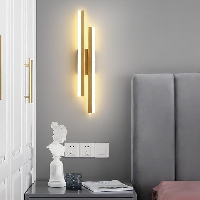 Comely Modern LED Wall Lights Indoor, 3 Colour Temperatures 16W Gold LED Wall LED Lamp, Adjustable Temperature 3000K/4500K/6500K Wall Sconce Lights for Living Room Hallway Bedroom Corridor