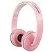 Gorsun Foldable Headphones with Mic and Volume Control for Travel, Sports, Lightweight Stereo On-Ear Headsets Strong Bass Earphones (Pink)
