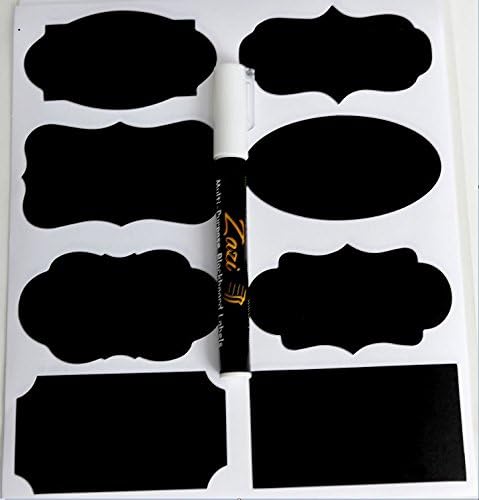 Chalkboard Multi-Purpose Labels with White Erasable Liquid Chalk Pen. 48 Premium Reusable Adhesive Stickers for just about anything. The BEST Solution to Organize Your Pantry, Storage, Office, Garage.