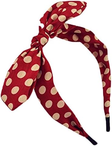 Qiabao Womens Red Polka Dot Bow Pin-Up Hair Band Headband