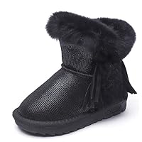 Fancyww Kids Winter Boots Outdoor Anti-Slip Bling Snow Warm Boots(Black-32/1 M US Little Kid)