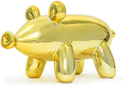 Made By Humans Balloon Piggy Money Bank - Unique Ceramic Piggy Bank Gift - Perfect for Newborn Baby, Girls, Boys, Women - Gold