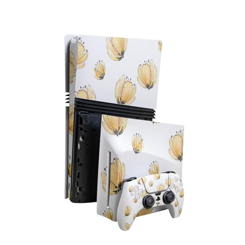 Skin Compatible with PlayStation 5 Pro Bundle + Disc Drive for PS5 - Yellow Pop…