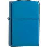 Zippo Custom Personalized High Polish Sapphire Windproof Lighter Free Engraving #20446 Gray - Christmas, Halloween &amp; Valentines Day Gift