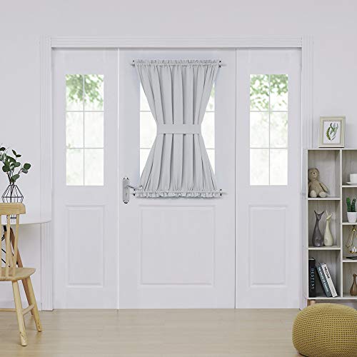 Deconovo Room Darkening Drapes Blackout Rod Pocket Curtain Panel Thermal Insulated Curtains 54 Inch by 40 Inch Greyish White 1 Panel