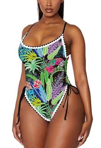 Viottiset Women's Ruched High Cut One Piece Swimsuit