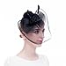 Valdler Elegant Women Lady Girls Feather Net and Veil Fascinator Hair Clip Hat Hair Accessories Clip (Black)