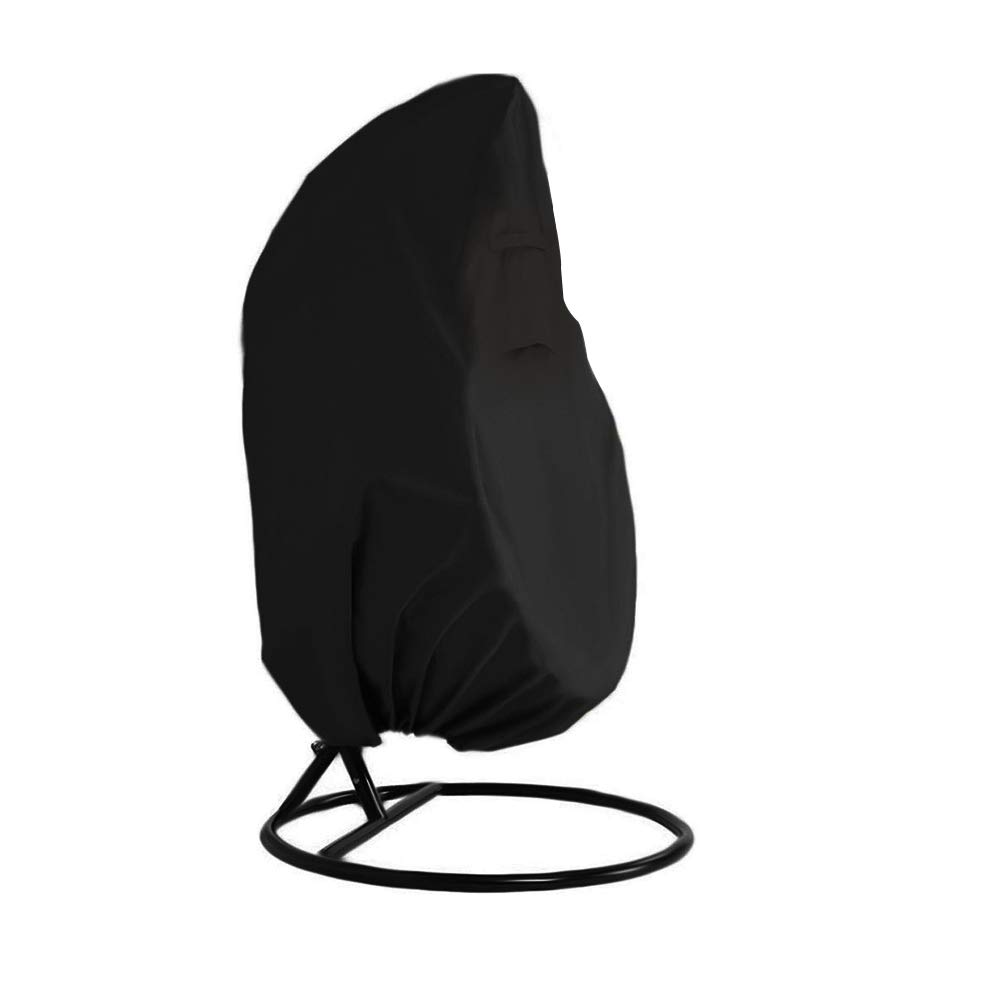 Linkool Patio Garden Wicker Swing Chair Cover,Egg Shaped Hanging Chair protector,105 Dia x 200H cm,Black,Outdoor Waterproof