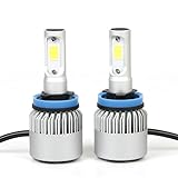 H11 H8 H9 8000lm Xtremely Super Bright 6500K Xenon White High Power COB Mini H11 H8 H9 H11LL H8LL LED Headlight Conversion Kits Bulbs for Replacing Halogen Headlamp
