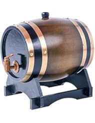 1.5L Whiskey Barrel Dispenser Oak Aging Barrels Home Whiskey Barrel Decanter for Wine, Spirits, Beer, and Liquor (Brown)