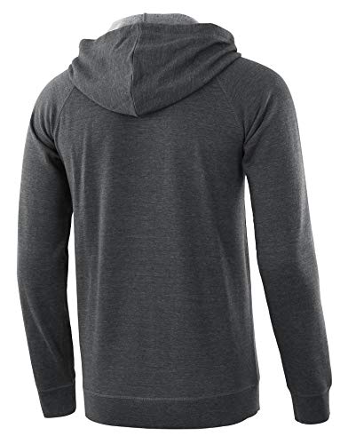 ESTEPOBA MEN’S CASUAL LONG SLEEVE HENLEY SWEATSHIRT KNIT FLEECE ACTIVE SPORTS HOODIE PULLOVER HEATHER CHARCOAL XL