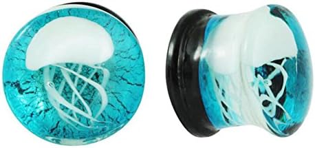 Peki Glass Jellyfish Saddle Plugs Single Flare Gauages (12mm/ 1/2'')