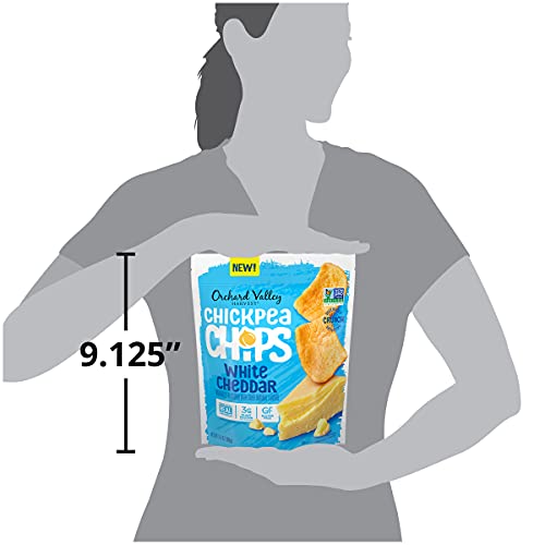 ORCHARD VALLEY HARVEST WHITE CHEDDAR CHICKPEA CHIPS, 3.5 OUNCES (PACK OF 6), PLANT-BASED PROTEIN, NON-GMO, NO ARTIFICIAL INGREDIENTS