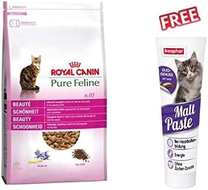 Canin Pure Feline Royal No.1 Beauty 3kg Dry food for Cat Vitality with Borage Oil & Linseed Rich in Poultry Single Animal Protein Source for Glossy Fur & Healthy Skin
