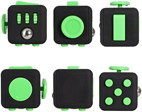 Fidget Cube Relieves Stress And Anxiety for Children and Adults (1 PCS Fidget Cube, Black Green)