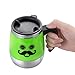 LEADNOVO Self Stirring Coffee Mug Electric Stir Stainless Steel Automatic Self Mixing Cup for Morning Office Travelling 450ml/15.2oz (Green)