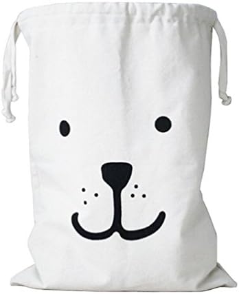 Laundry Bags - Large Canvas Drawstring Storage Hamper (Smilling Bear)