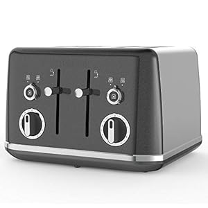 Breville Lustra 4-Slice Toaster with High Lift, Wide Slots and Independent 2-Slice Controls, Storm Grey [VTT853]
