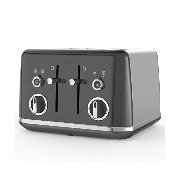 Breville Lustra 4-Slice Toaster with High Lift, Wide Slots and Independent 2-Slice Controls, Storm Grey [VTT853]