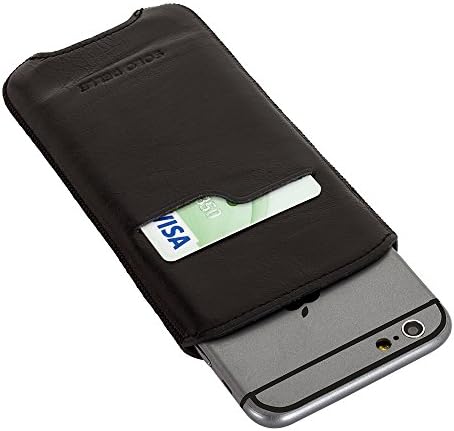 Solo Pelle iPhone 6 Plus/6S Plus and iPhone 7 Plus leather case / Sleeve "Leon" genuine leather with business card compartment. Premium accessory for the original Apple iPhone 6/6S/7 Plus (Black)
