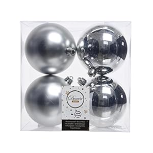 Decoris, 22166, kerstballen, onbreekbaar, gemengd glanzend en mat zilver (zilver)