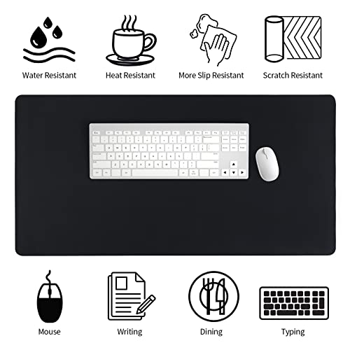 Niviy Desk Mat Black PU Leather Desk Mat Waterproof and Non-Slip Durable Desk Mat Protector Table Desks for Office and Home 80 x 40 cm