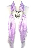 Huan Xun Women's Elegant Style Butterfly Pendant Purple Scarf