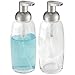 mDesign Refillable Glass Foaming Hand Soap Dispenser - Foam Soap Pump Bottle Container for Bathroom Counter Top - Decorative Foam Soap Dispenser - Malloy Collection - 2 Pack - Clear/Brushed