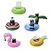 PAMASE 18 Packs Pool Inflatable Floating Drink Beverage Beer Cup Holders, Floatable Coasters of Flamingo, Coconut Palm, Lemon, Watermelon and Pineapple
